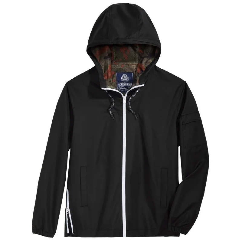 American Rag Mens Funner Windbreaker Jacket, Black, Small