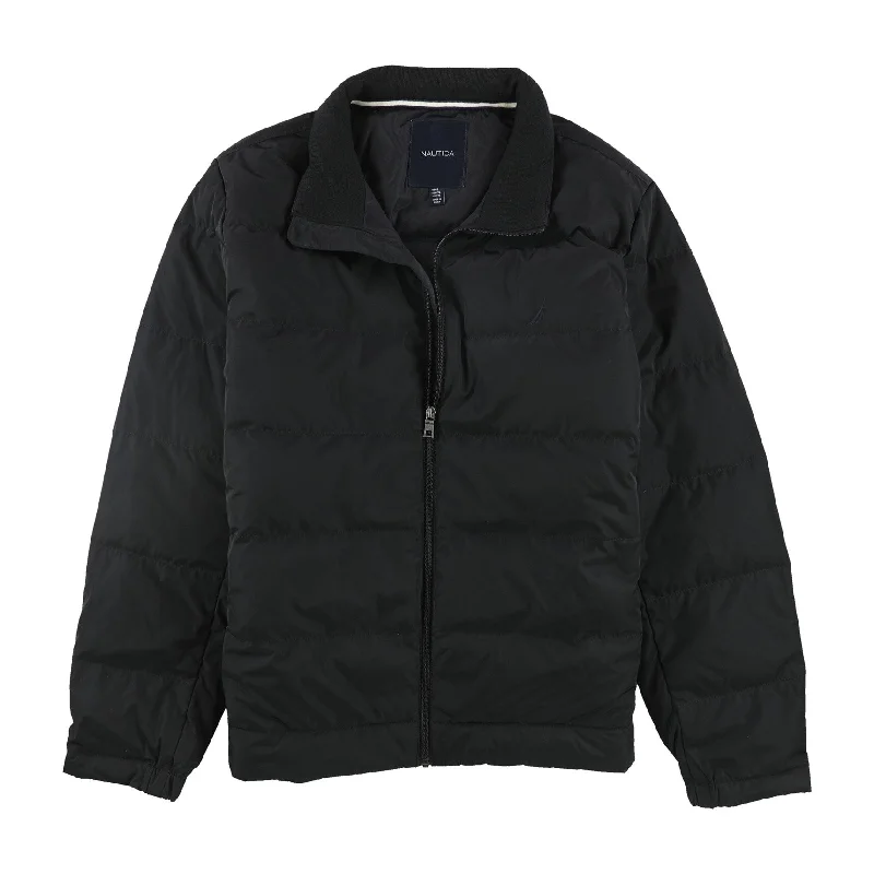 Nautica Mens Full Zip Quilted Jacket, Black, Large