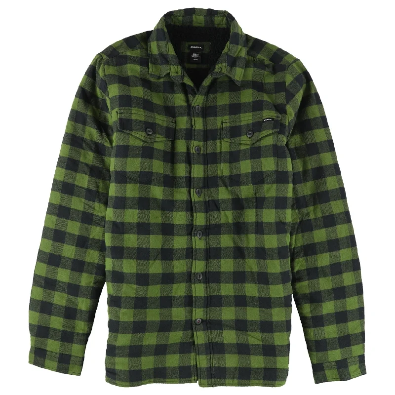 Dickies Mens Fleece Plaid Shirt Jacket, Green, Small