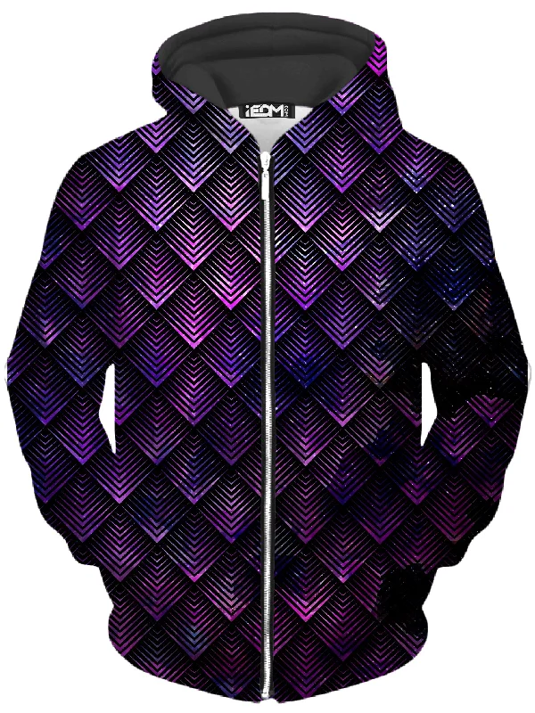 Galactic Dragon Scale Purple Unisex Zip-Up Hoodie