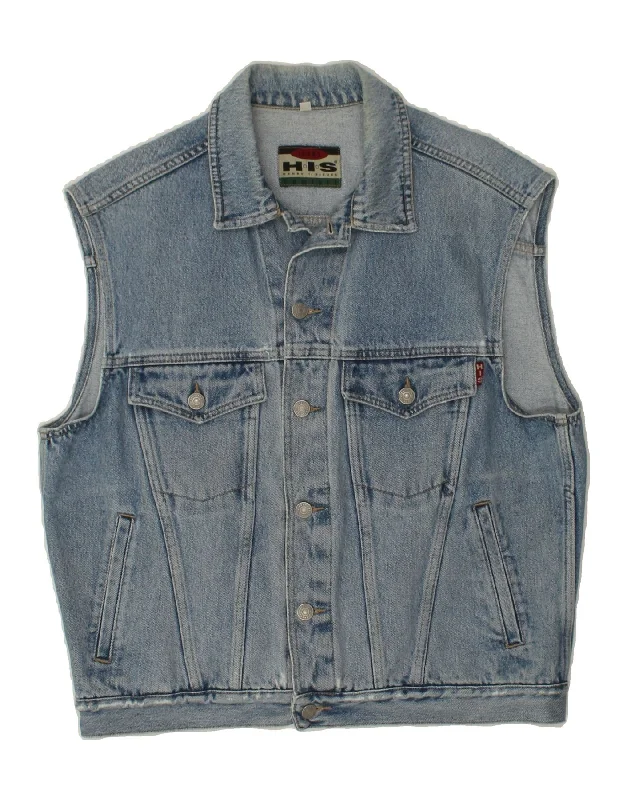 H.I.S Mens Denim Gilet UK 38 Medium Blue Cotton