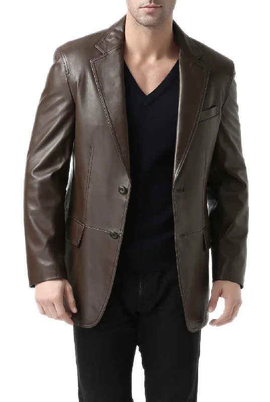 BGSD Monogram Collection Men 2-Button Lambskin Leather Blazer