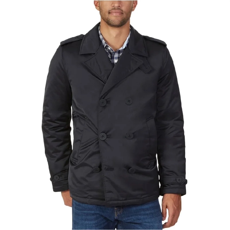 Nautica Mens Long Sleeve Pea Coat, Black, XX-Large