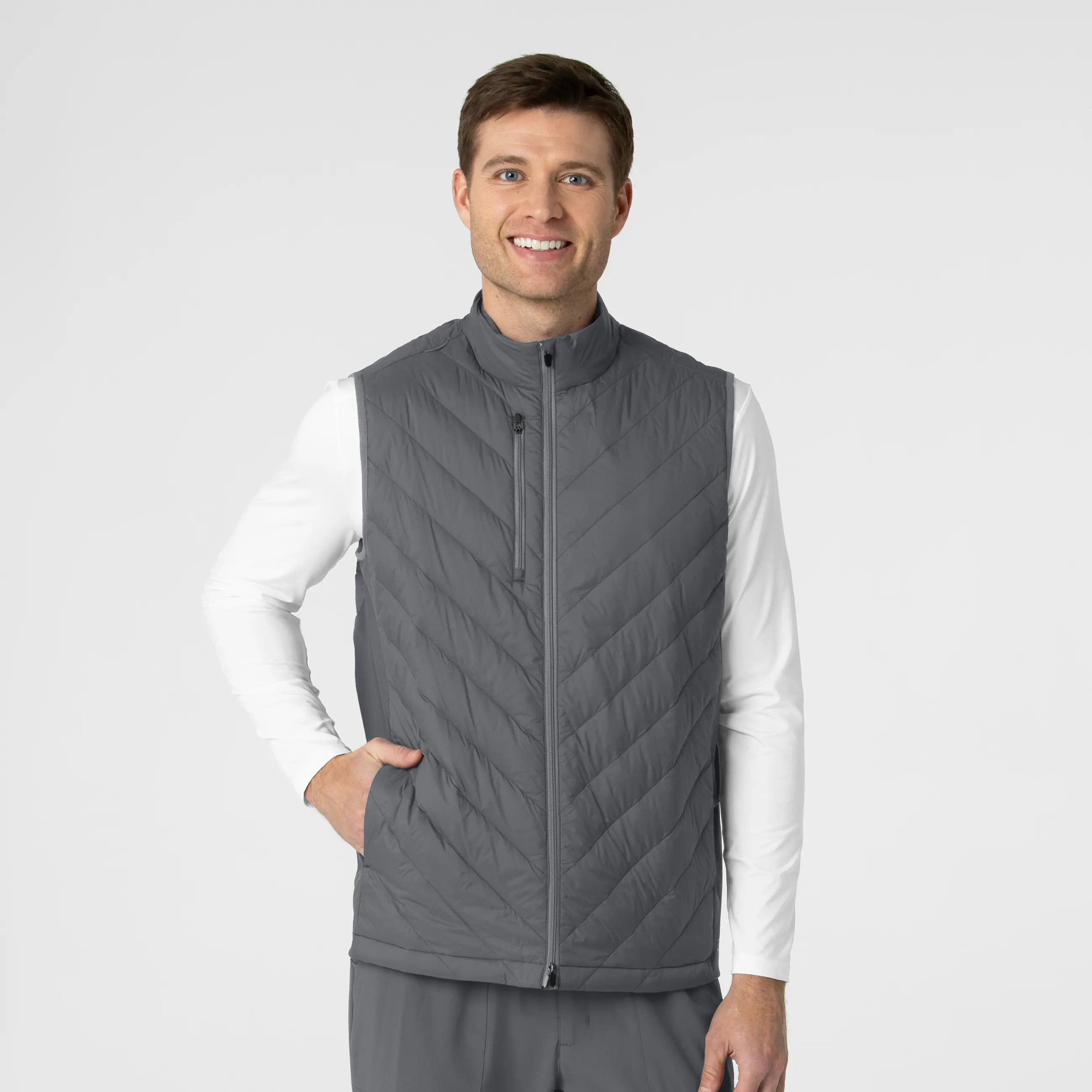 Wink Men's Quilted Scrub Vest - Pewter