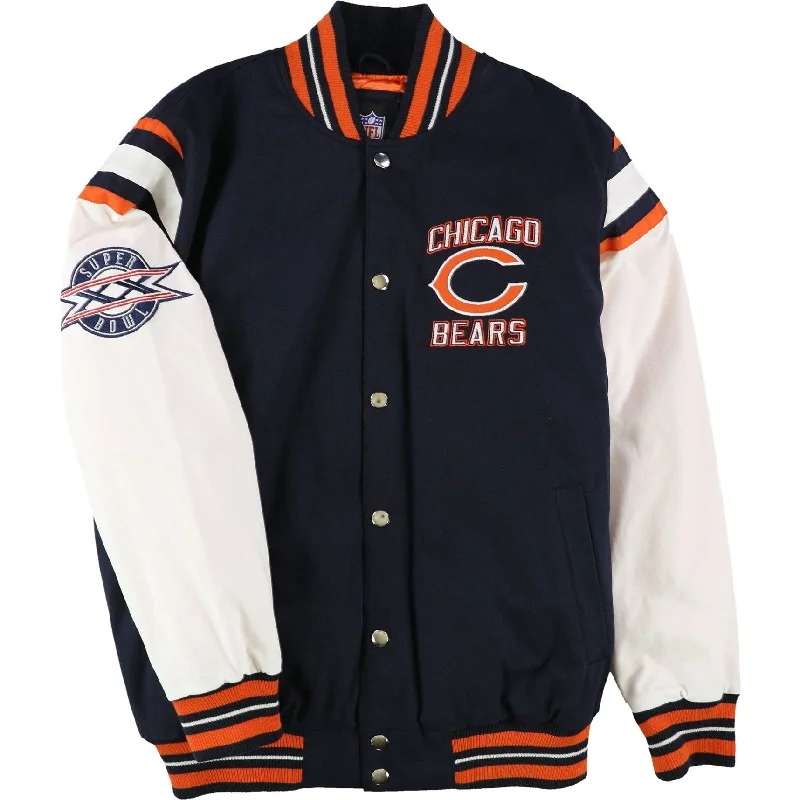 NFL Mens Bears Super Bowl XX Champions Varsity Jacket, Blue, Large