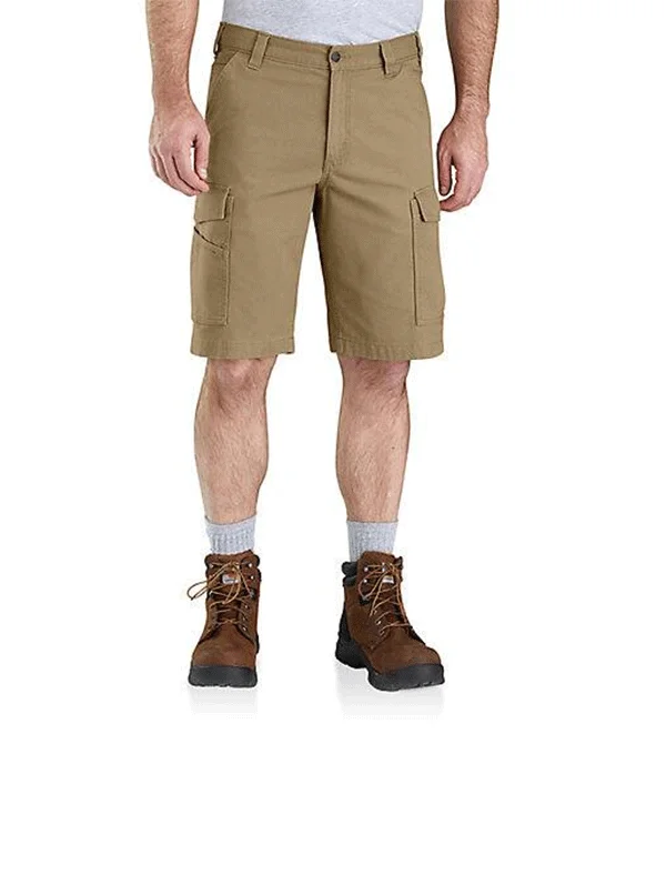 Carhartt 103542-253 Mens Rugged Flex Relaxed Fit Canvas Cargo Work Short Dark Khaki