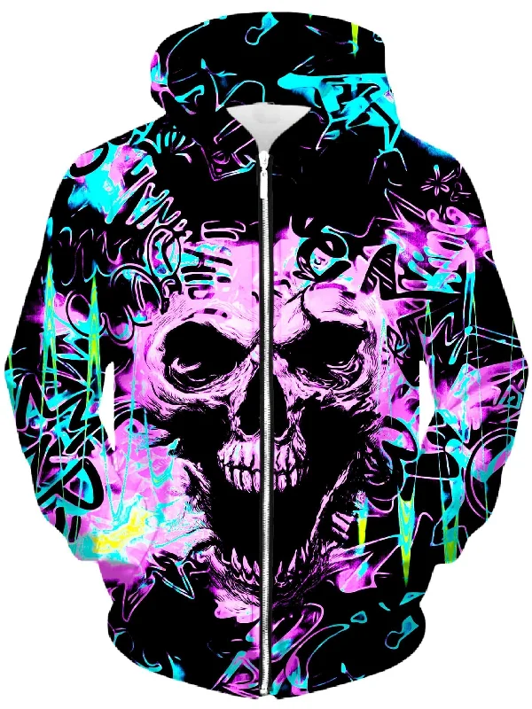 Skull Graffiti Unisex Zip-Up Hoodie