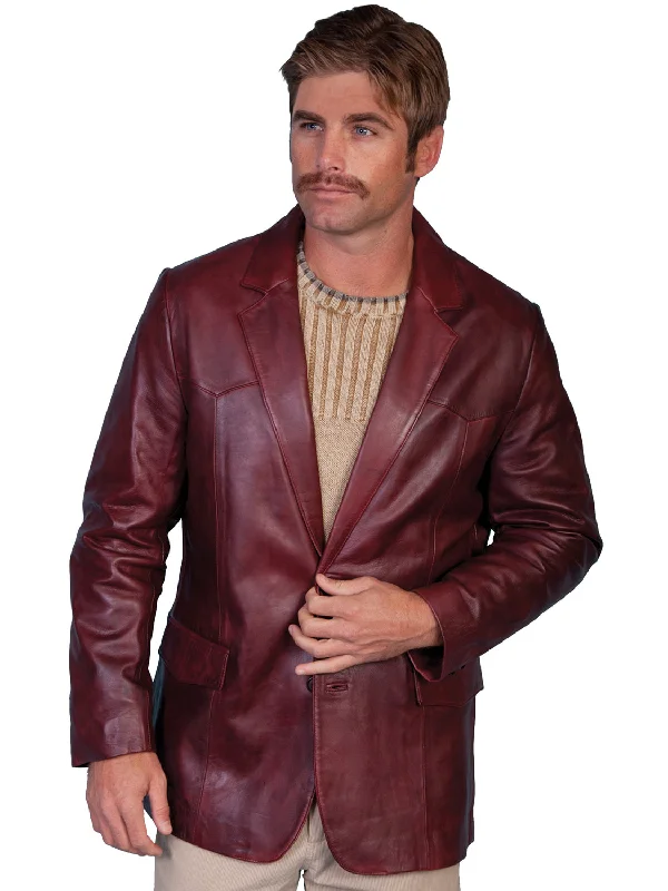 Scully Leather Mens Western Lambskin Blazer Black Cherry 48L