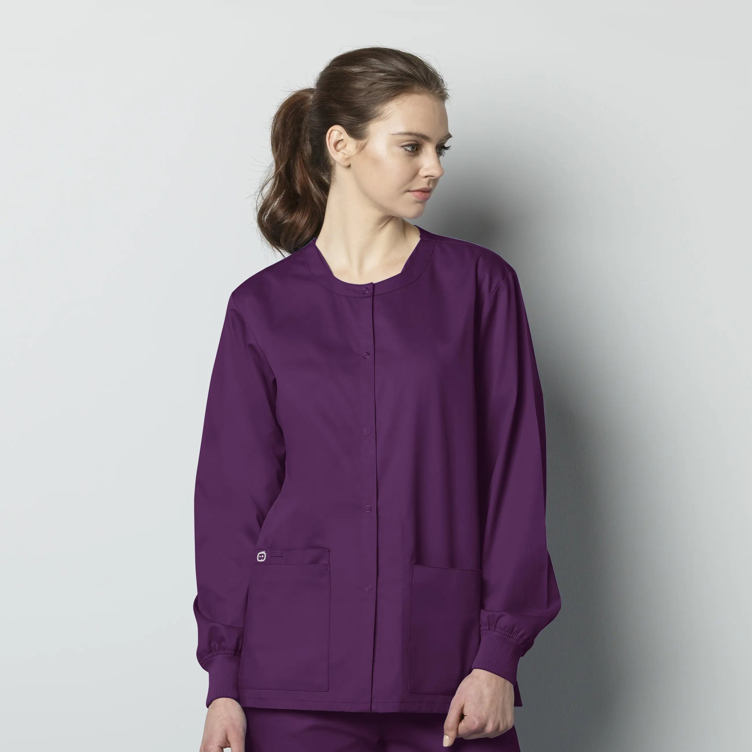 Wink Unisex Snap Front Jacket - Eggplant