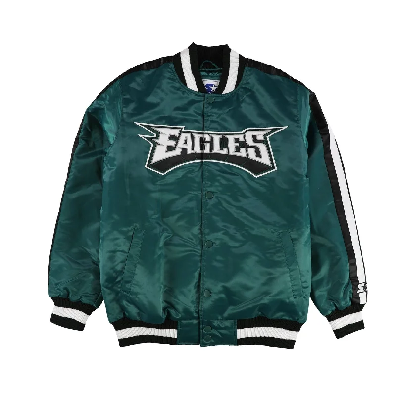 STARTER Mens Philadelphia Eagles Varsity Jacket, Green, Large