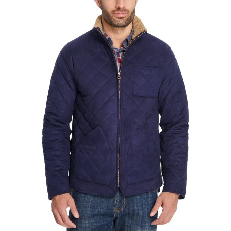 Weatherproof Mens Quilted Fleece-Lined Jacket, Blue, Small