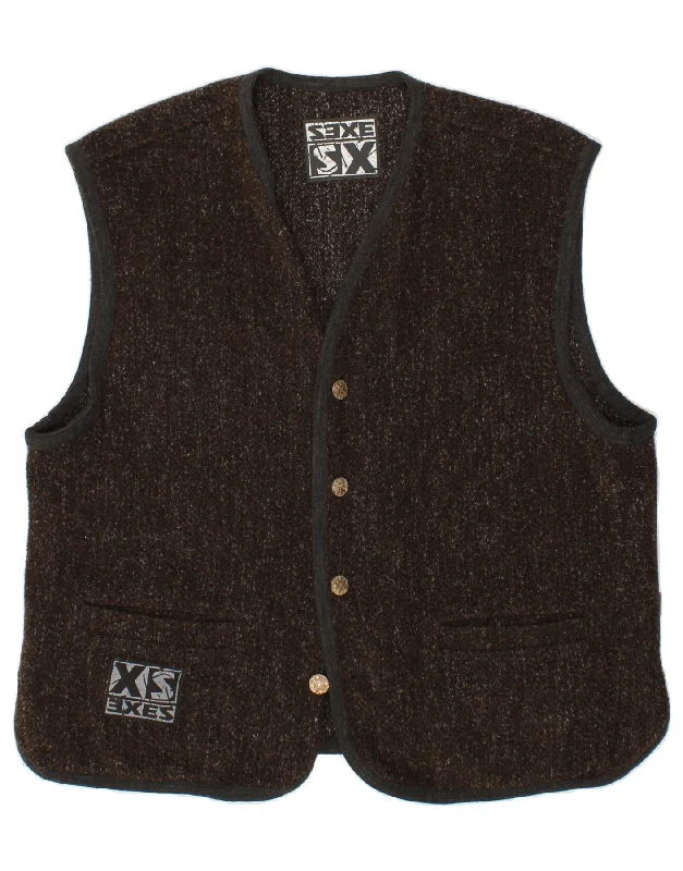 XS EXES Mens Gilet UK 40 Large Brown Wool