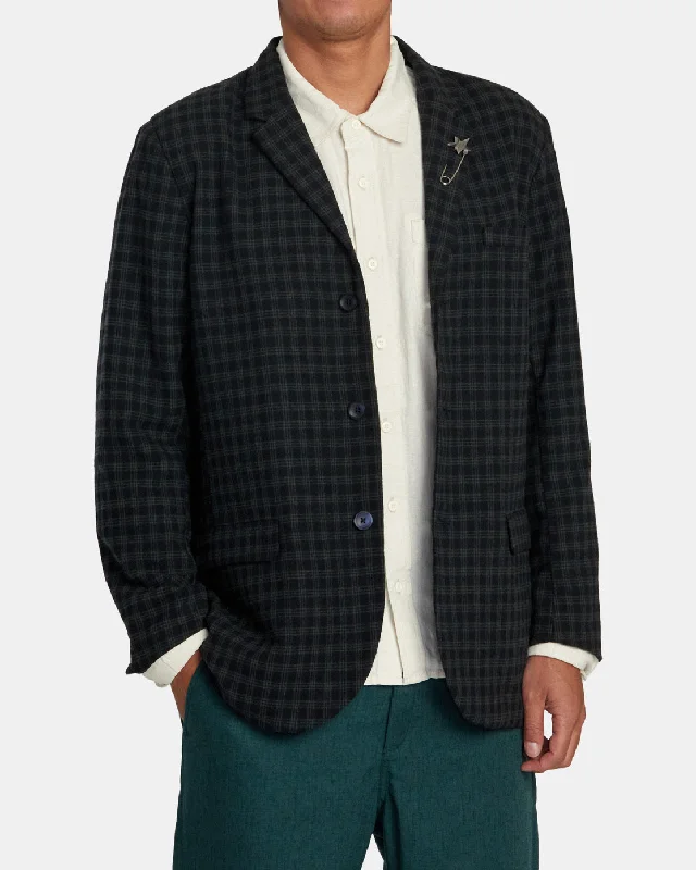 Spun Spirit Studio Plaid Blazer - Navy