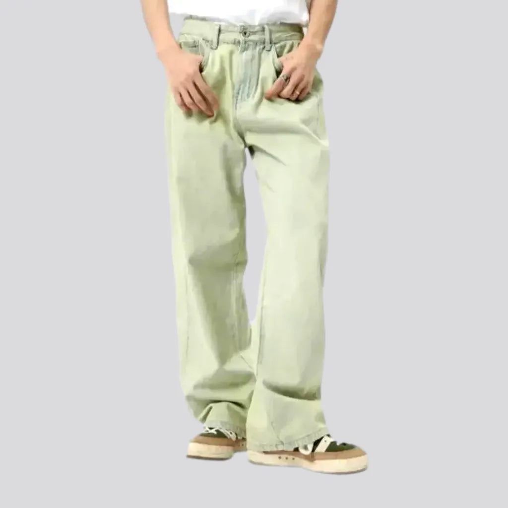 Mid rise yellow-cast men's jeans