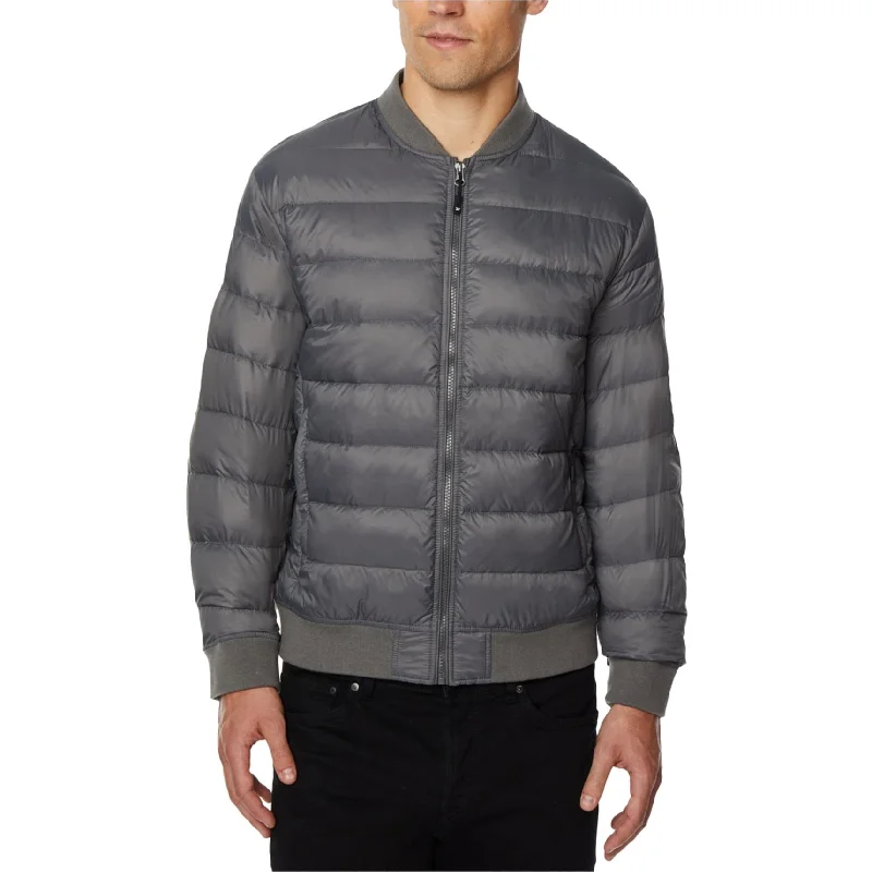 32 Degrees Mens Packable Down Bomber Jacket, Grey, X-Large