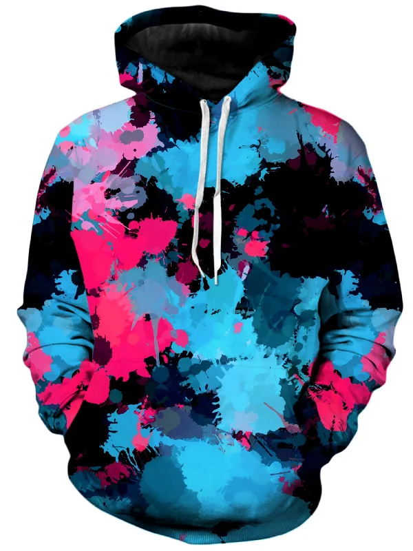 Pink and Blue Paint Splatter Unisex Hoodie