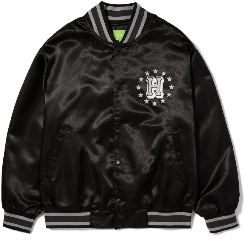 HUF Galactic Stack Baseball Jacket - Black