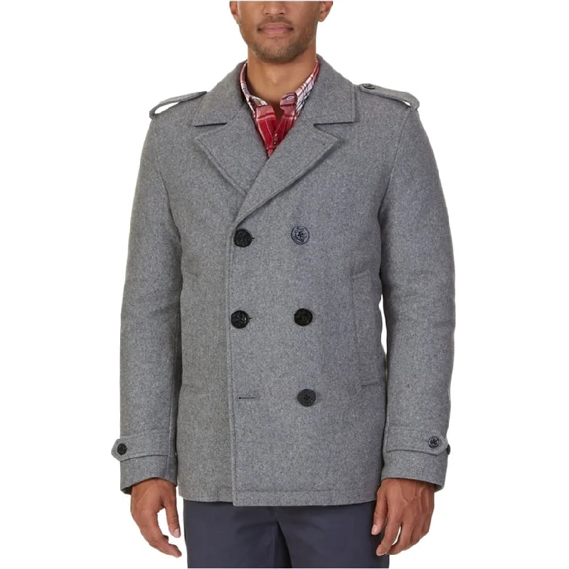 Nautica Mens Military-Inspired Pea Coat, Grey, XX-Large