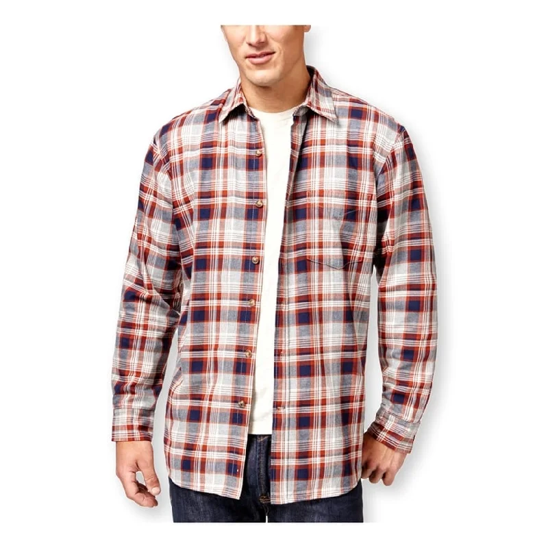 Club Room Mens Plaid Shirt Jacket, Red, Medium