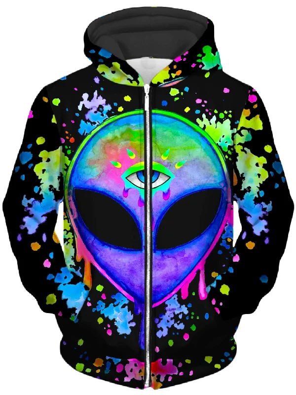 Splatter Alien Unisex Zip-Up Hoodie