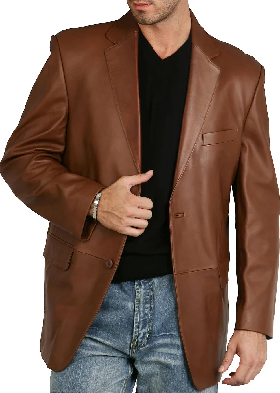 BGSD Men Richard Classic Two-Button Lambskin Leather Blazer