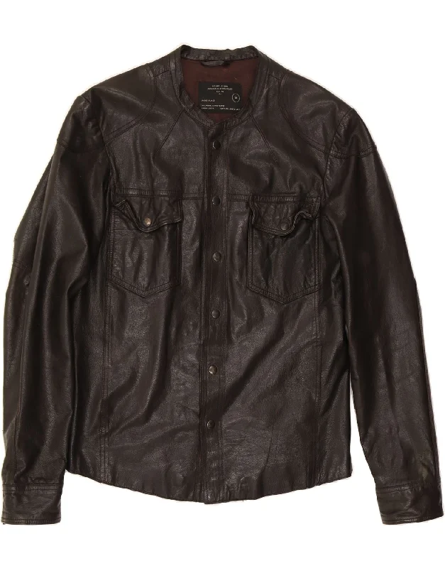 ALL SAINTS Mens Leather Jacket UK 38 Medium Brown Leather