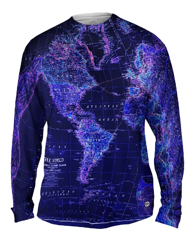 World Map Neon Close