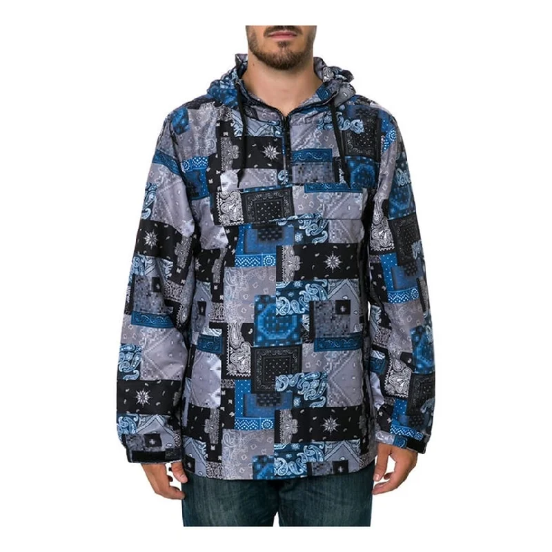 Crooks & Castles Mens The Luxe Bandit In Bandana Anorak Jacket, Blue, Small