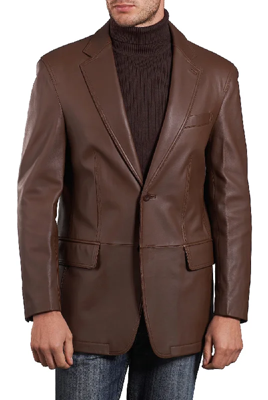 BGSD Monogram Collection Men 2-Button Lambskin Leather Blazer