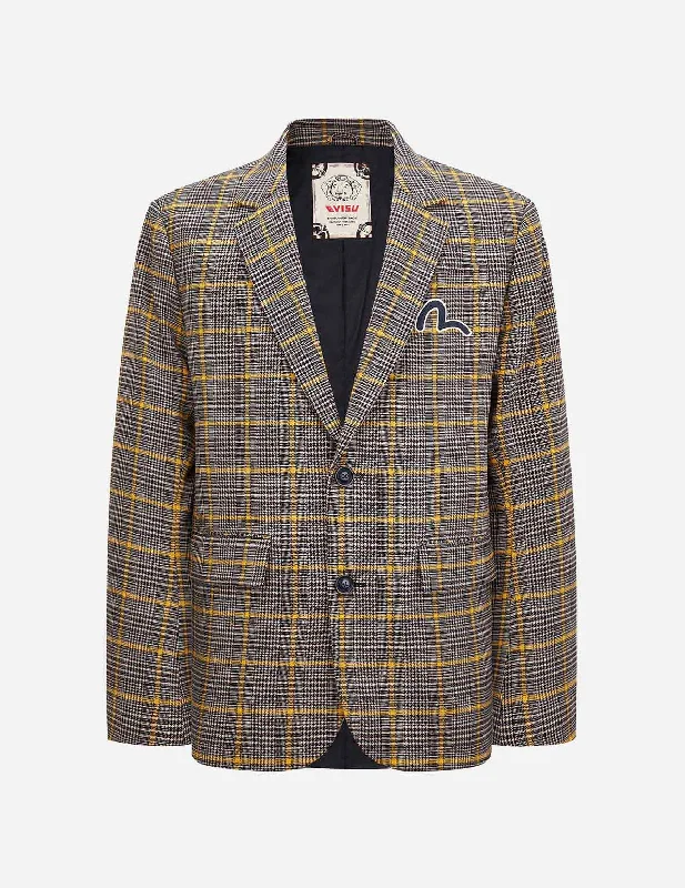 Kamon Appliqué Checked Blazer