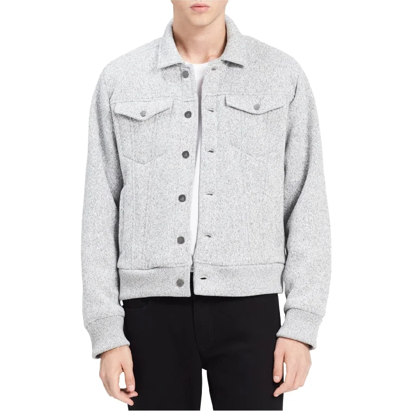 Calvin Klein Mens Bonded Fleece Trucker Jacket, Grey, Large