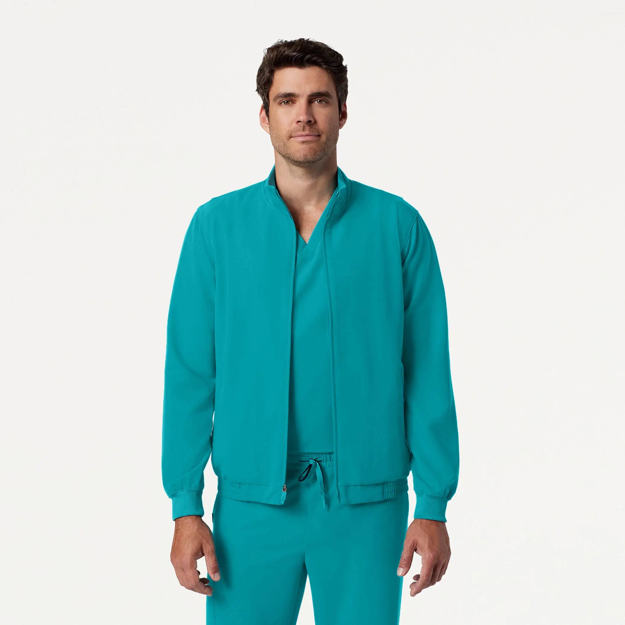 Jaanuu Men's Wolfe Everyday 6-Pocket Scrub Jacket - Aqua