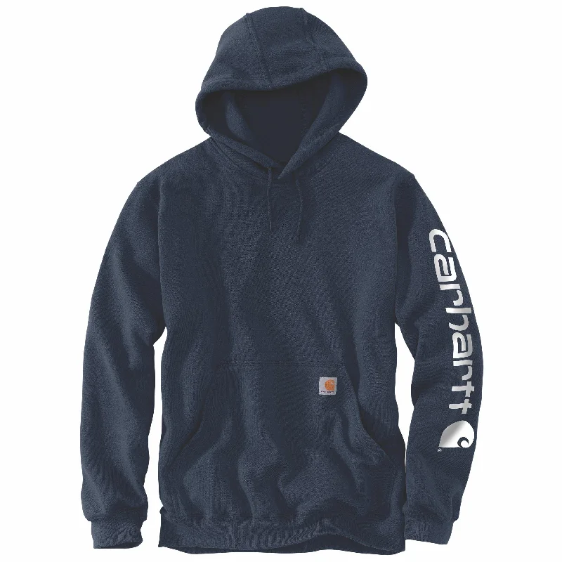 K288 Loose Fit Midweight Logo Sleeve Graphic Hoodie - Navy