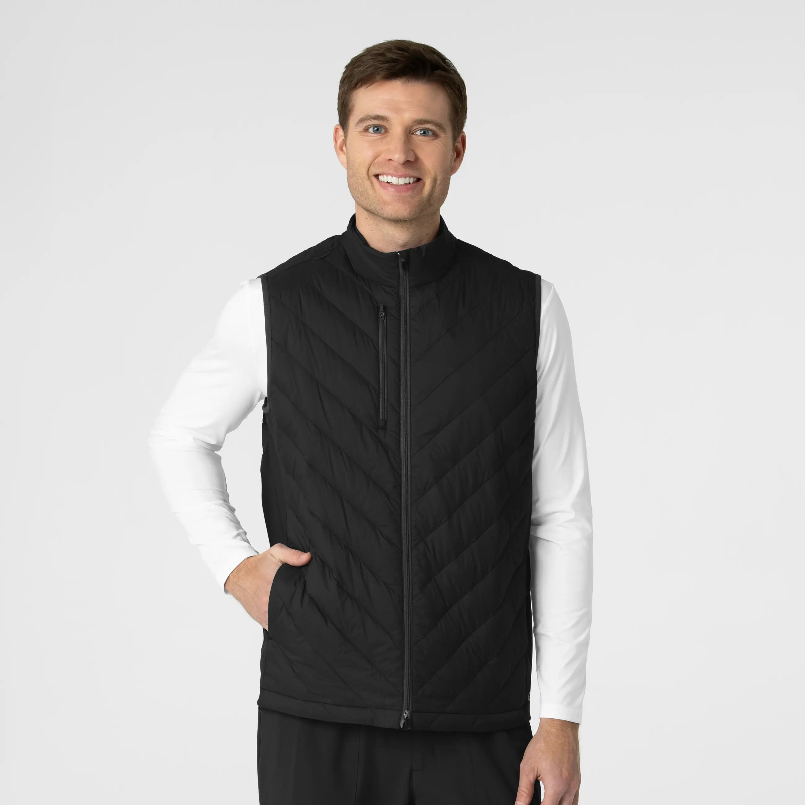 Wink Men's Quilted Scrub Vest - Black