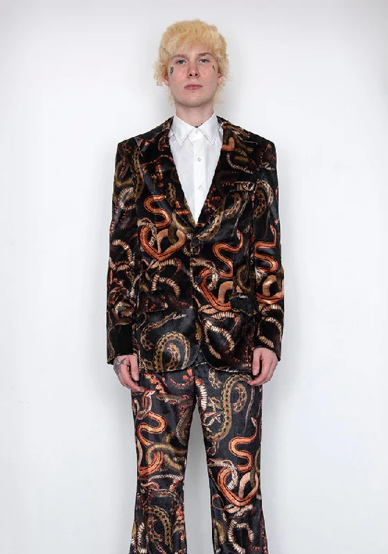 LU'U DAN MJ009W_V VELVET GANGSTER BLAZER SNAKE PRINT