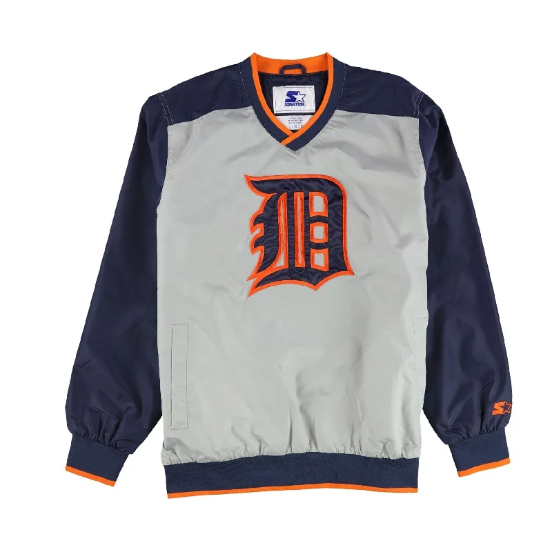 STARTER Mens Detroit Tigers Varsity Jacket, Grey, Large