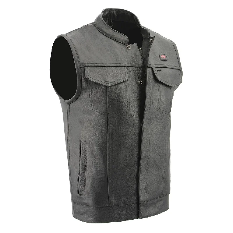 Milwaukee Leather MLM3524SET Men's Black 'All Season' Club Style Motorcycle Leather Vest w/ Heat and Cool-Tec Technology