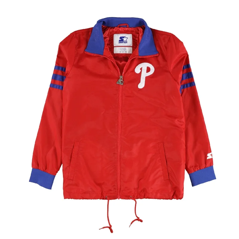 STARTER Mens Philadelphia Phillies Windbreaker Jacket, Red, Medium