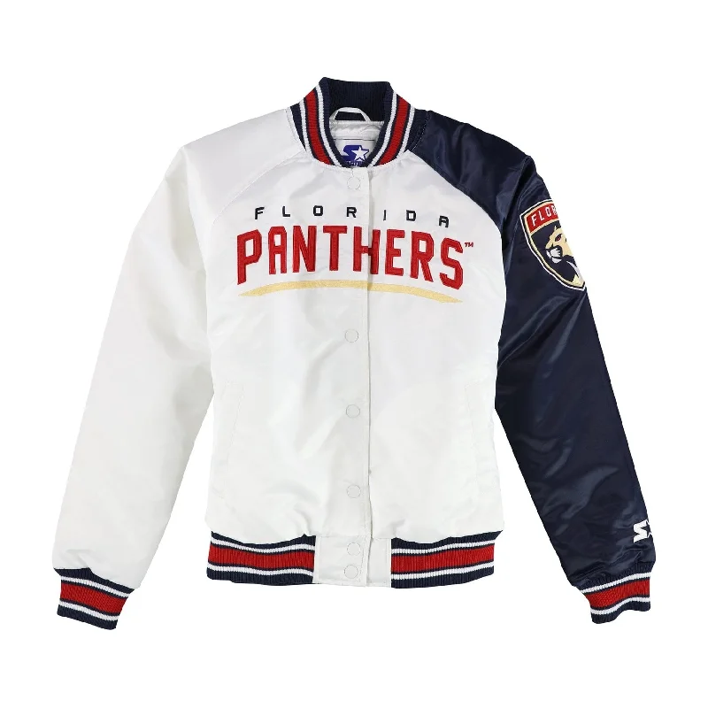 STARTER Mens Florida Panthers Varsity Jacket, White, Small