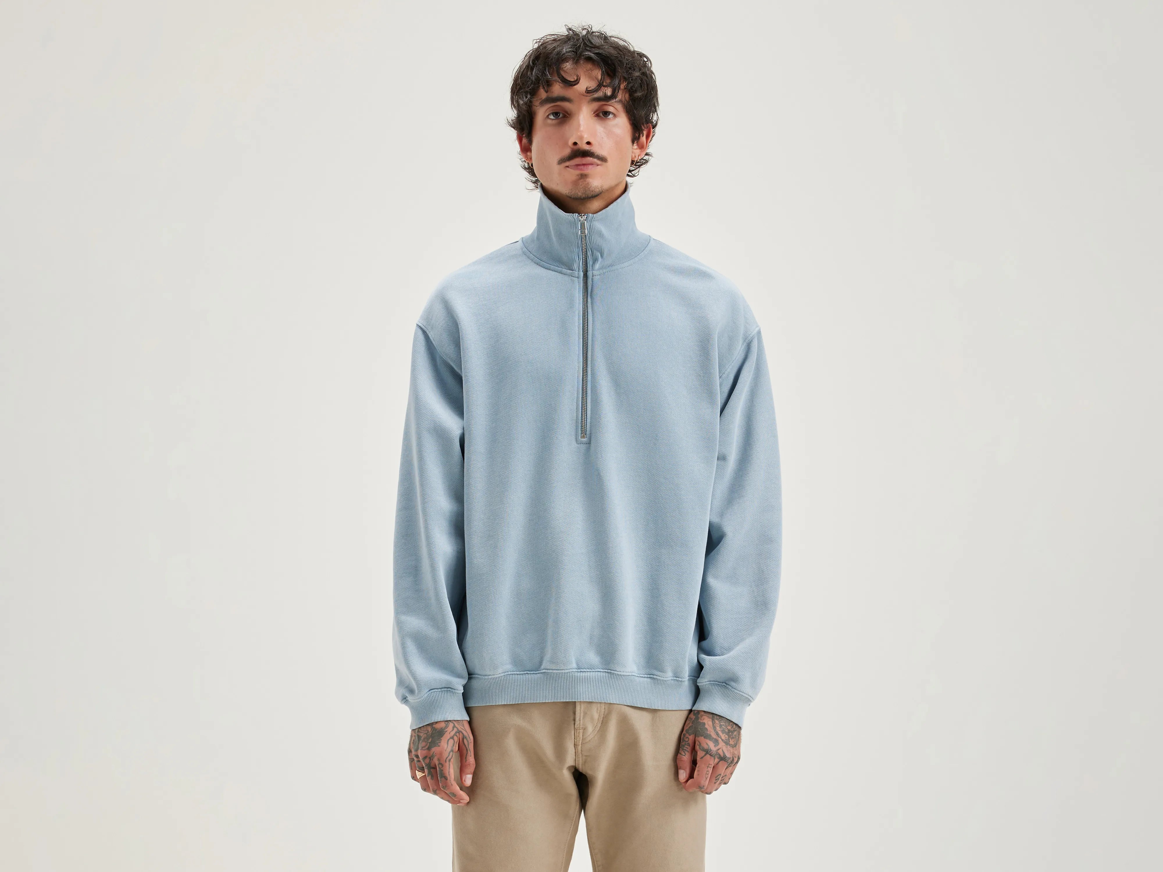 Fabro zipped-collar sweatshirt (242 / M / CHAMBRAY)