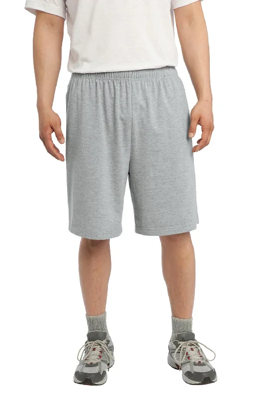 Sport-Tek Mens Jersey Knit Shorts w/ Pockets - Heather Grey