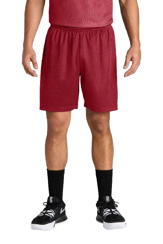 Sport-Tek Mens Moisture Wicking Mesh Athletic Shorts - Deep Red - New