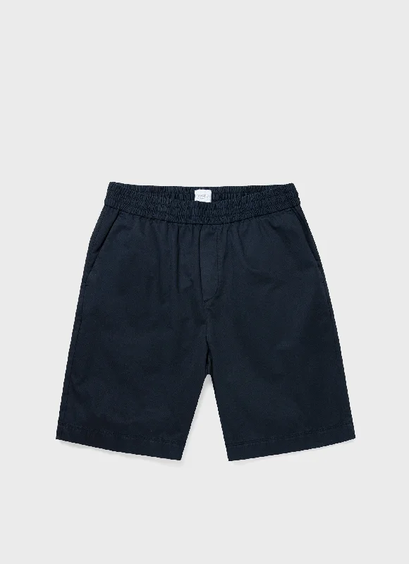 Men's Cotton Linen Drawstring Shorts in Navy