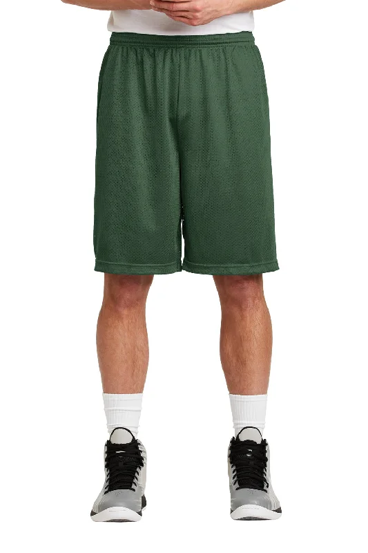 Sport-Tek Mens Moisture Wicking Classic Mesh Long Shorts - Forest Green