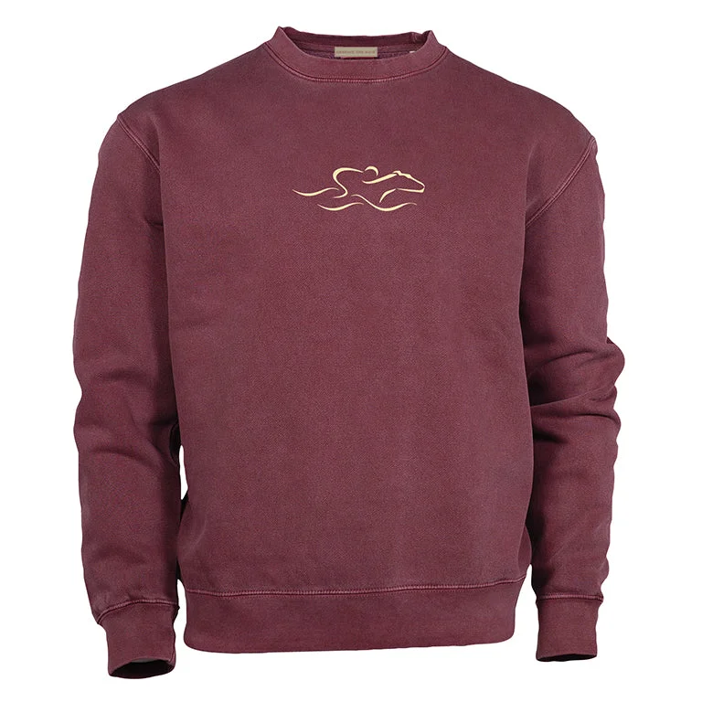 Pigment Dyed Fleece Crew Neck Sweatshirt-Maroon