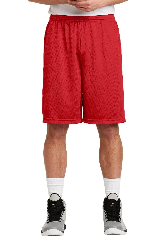 Sport-Tek Mens Moisture Wicking Classic Mesh Long Shorts - True Red