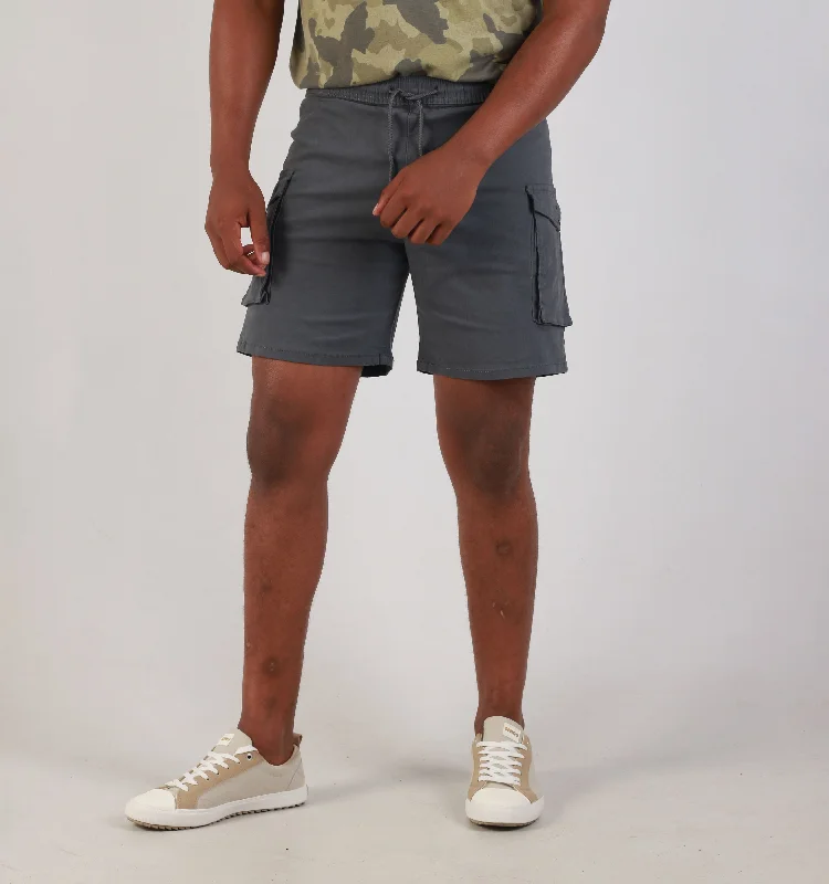 "MIDTHIGH PULLON'- CARGO SHORT- SLATE