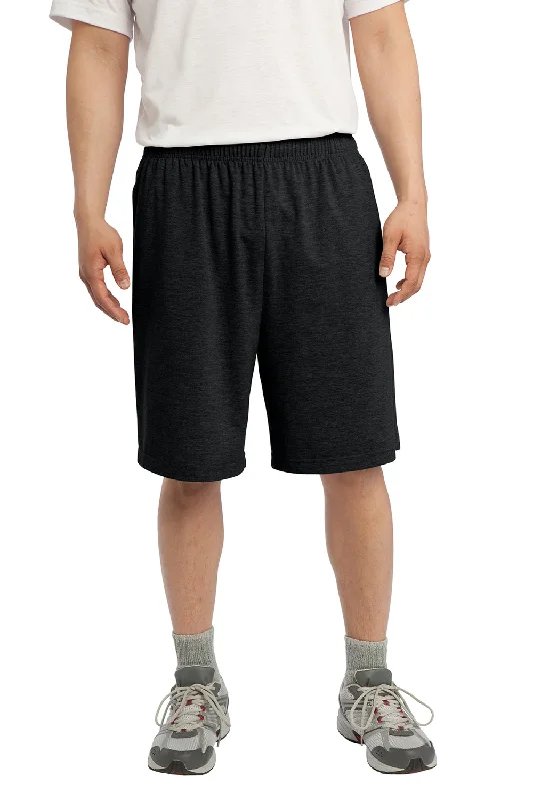 Sport-Tek Mens Jersey Knit Shorts w/ Pockets - Black