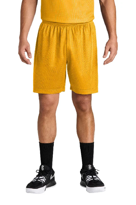 Sport-Tek Mens Moisture Wicking Mesh Athletic Shorts - Gold - New