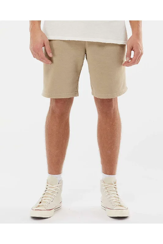 Independent Trading Co. Mens Pigment Dyed Fleece Shorts w/ Pockets - Sandstone Brown - Closeout